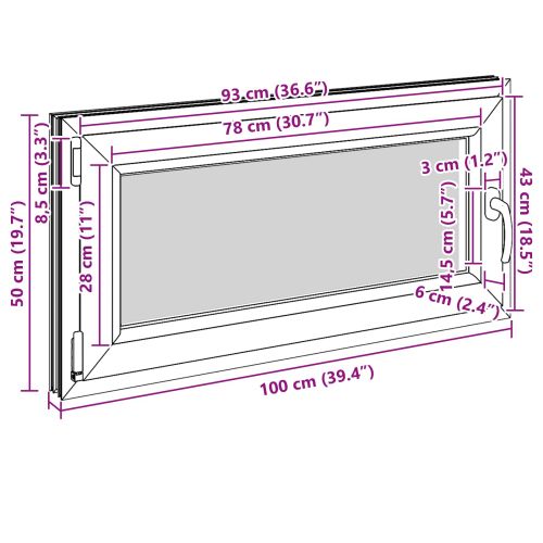 Прозорец за мазе RISOR Бял 100 x 50 cm PVC и стъкло