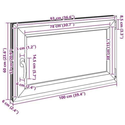 Прозорец за мазе RISOR Бял 100 x 60 cm PVC и стъкло