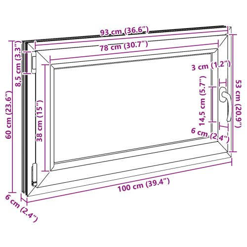 Прозорец за мазе RISOR Бял 100 x 60 cm PVC и стъкло