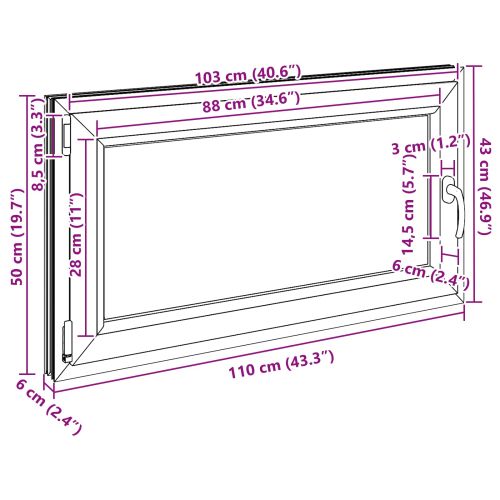 Прозорец за мазе RISOR Бял 110 x 50 cm PVC и стъкло
