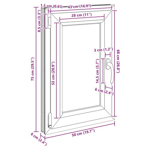 Прозорец за мазе RISOR 50 x 75 cm PVC и стъкло Бяло
