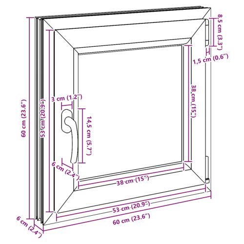 Прозорец за мазе RISOR 60 x 60 cm PVC и стъкло Бяло