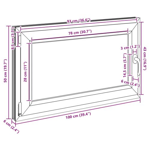 Прозорец за мазе RISOR 100 x 60 cm PVC и стъкло Бяло