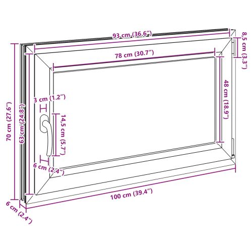 Прозорец за мазе RISOR 100 x 70 cm PVC и стъкло Бяло