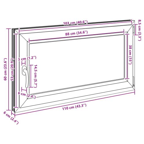 Прозорец за мазе RISOR 110 x 60 cm PVC и стъкло Бяло