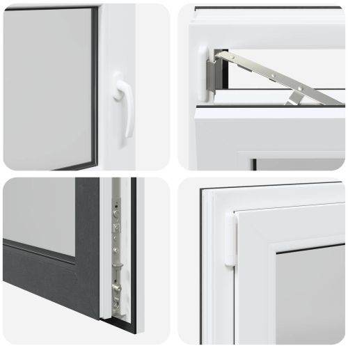 Прозорец за мазе RISOR 90 x 70 cm PVC и стъкло Антрацит