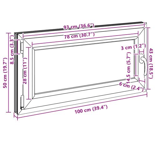 Прозорец за мазе RISOR 100 x 50 cm PVC и стъкло Антрацит