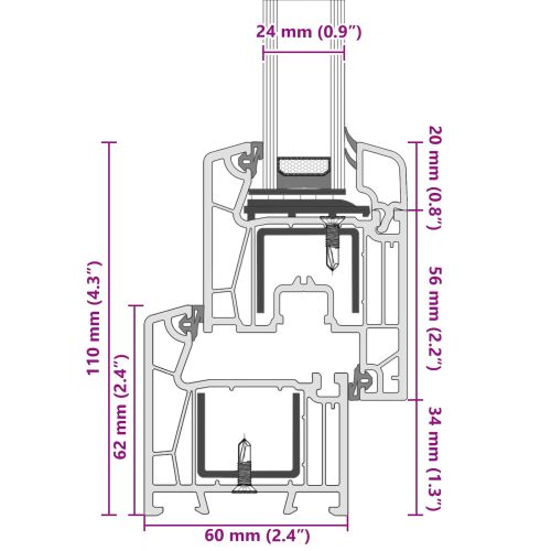 Прозорец за мазе RISOR 110 x 60 cm PVC и стъкло Антрацит