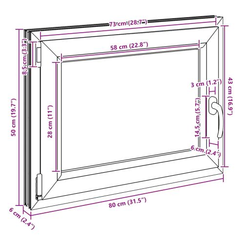 Прозорец за мазе RISOR 80 x 50 cm PVC и стъкло Антрацит