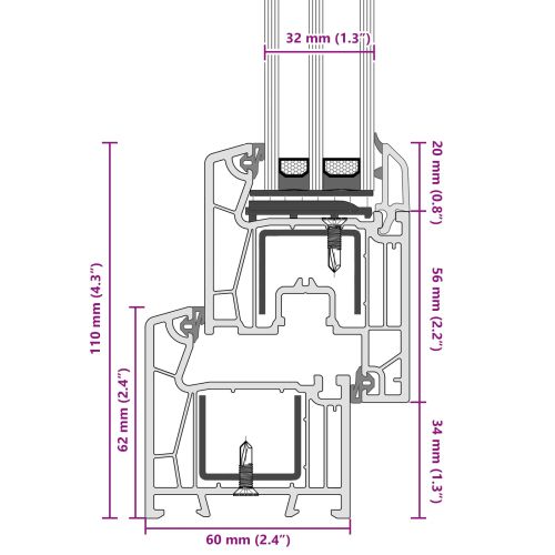 Прозорец за мазе RISOR 100 x 50 cm PVC и стъкло Антрацит