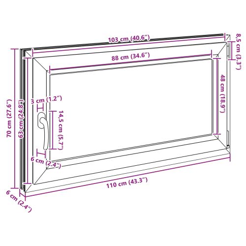Прозорец за мазе RISOR 110 x 70 cm PVC и стъкло Антрацит