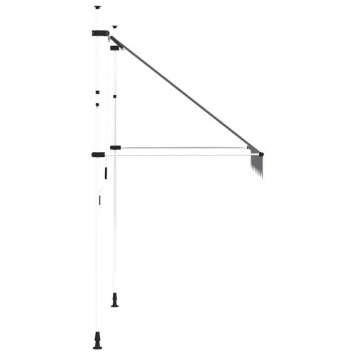 Ръчно прибиращ се сенник, 200 см, синьо-бели ивици