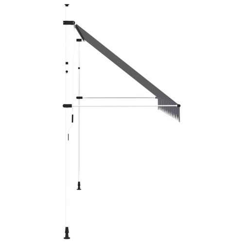 Ръчно прибиращ се сенник, 400 см, синьо-бели ивици