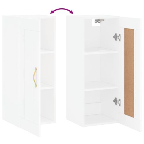 Стенен шкаф, бял, 34,5x34x90 см, инженерно дърво