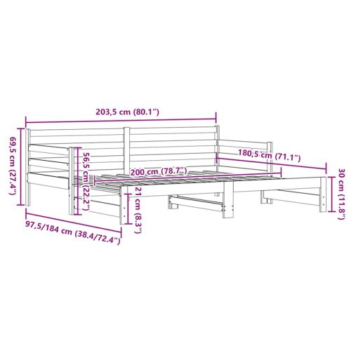 Канапе с изтеглящо разтегателно легло 80x200 см бор масив