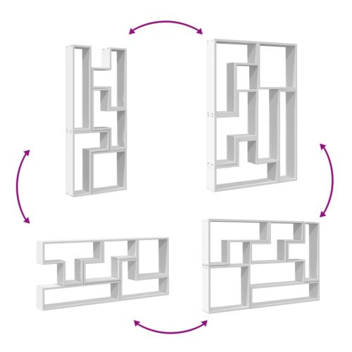 Стенен рафт, бял, 96x12x64 см, инженерно дърво