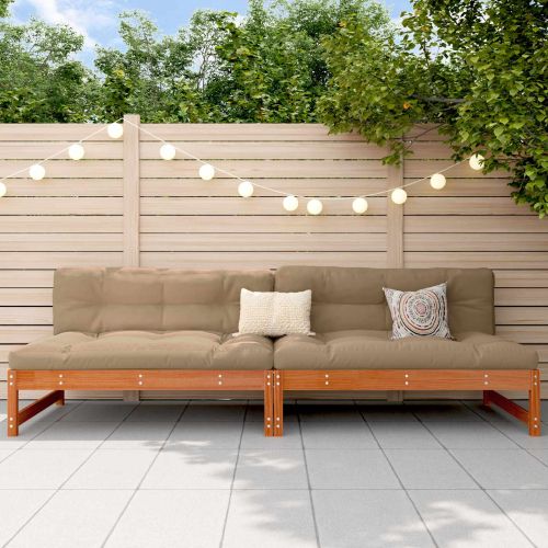 Градинен среден диван Масивна боровина Восъчен Кафяв 240 x 84 x 70 см