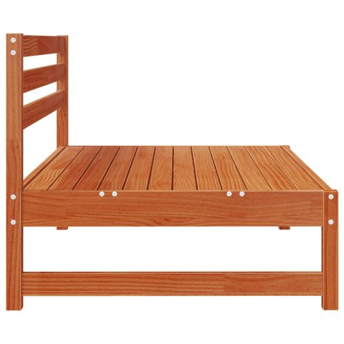 Градинен среден диван Масивна боровина Восъчен Кафяв 240 x 84 x 70 см