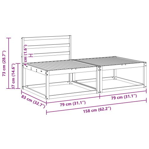 Секционен диван 2 Брой Естествен Солидно акациево дърво