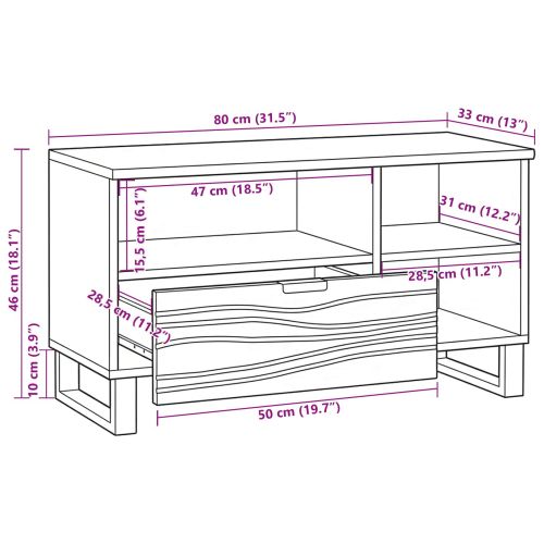 ТВ Единици с чекмедже Кафяво 80 x 33 x 46 см Инженерно дърво