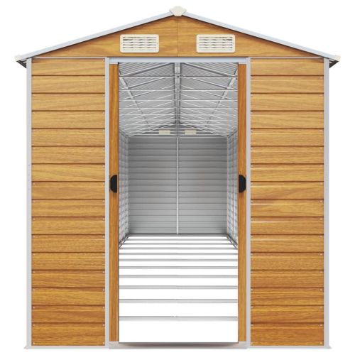 Градински навес светлокафяв 191x980x198 см поцинкована стомана