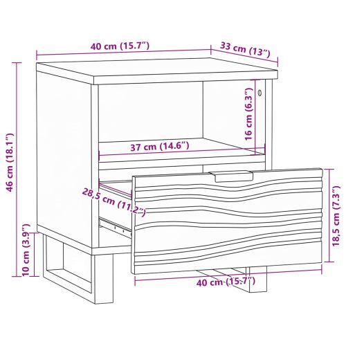 Нощен шкаф 2 pcs Натурално 40 x 33 x 46 см Инженерна дървесина