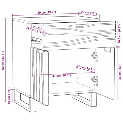 Нощен шкаф Натурално 50 x 33 x 60 см Инженерна дървесина