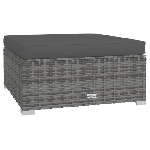 Градински лаундж комплект с възглавници 10 части сив полиратан