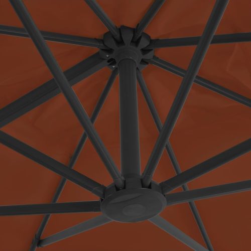 Градински чадър с конзола и алуминиев прът, теракота, 400x300 см