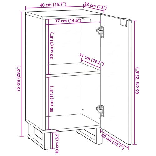 Страничен шкаф Кафяво 40 x 33 x 75 см мангово дърво масив
