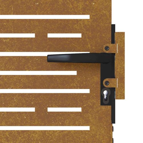 Градинска порта 85x175 см, кортенова стомана, квадратен дизайн