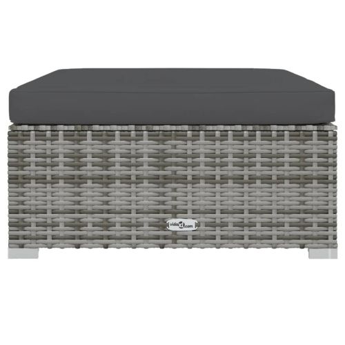 Градински лаундж комплект с възглавници 7 части полиратан сив