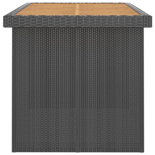 Градински комплект с възглавници, 11 части, полиратан, черен