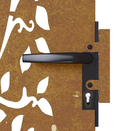 Градинска порта 85x100 см, кортенова стомана, дизайн с дърво