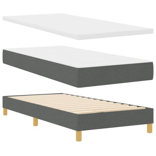Легло с пружинирана основа Тъмен сив 80 x 200 cm текстил