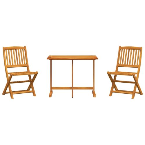 Сгъваем градински трапезен комплект от 3 части, масивна акация