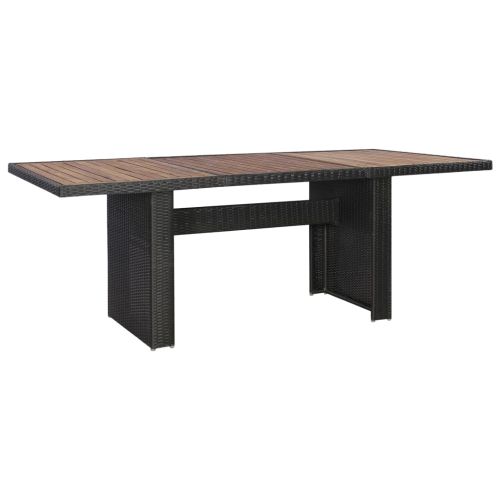 Градински комплект с възглавници, 9 части, черен полиратан