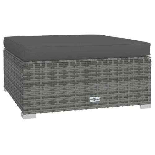 Градински лаундж комплект с възглавници 4 части сив полиратан