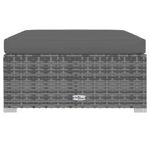 Градински лаундж комплект с възглавници 4 части сив полиратан