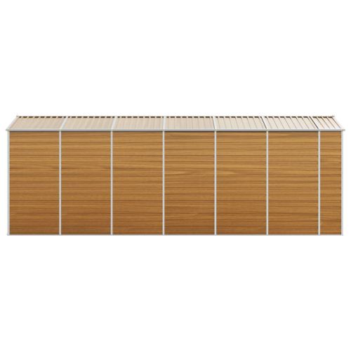 Градински навес светлокафяв 191x555x198 см поцинкована стомана