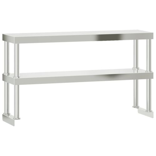 Кухненска работна маса с рафт 110x30x150 см неръждаема стомана