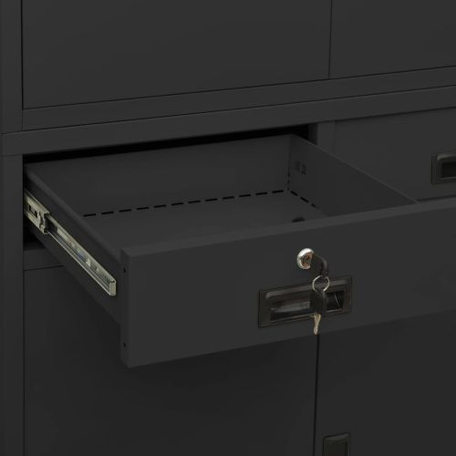 Офис шкаф, антрацит, 90x40x180 см, стомана