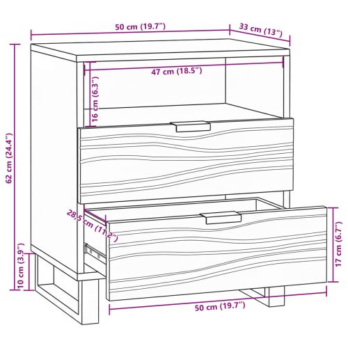 Нощен шкаф Натурално 50 x 33 x 62 см Инженерна дървесина