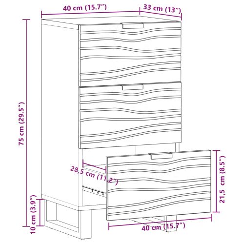 Страничен шкаф Кафяво 40 x 33 x 75 см мангово дърво масив