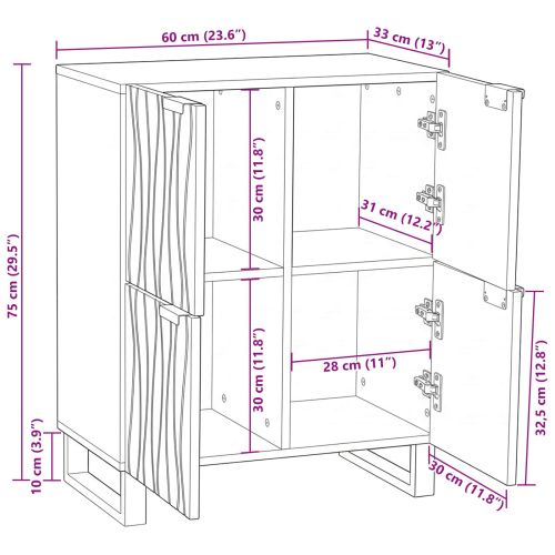 Шкаф Кафяво 60 x 33 x 75 cm мангово дърво масив