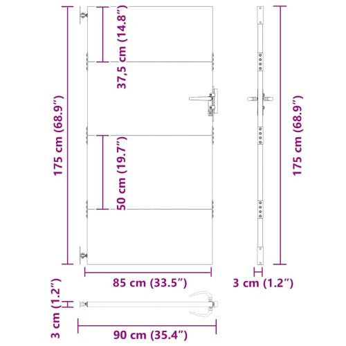 Градинска порта 85x175 см, кортенова стомана