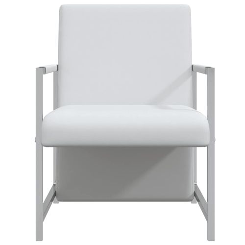 Фотьойл с хромирани крака, бял, изкуствена кожа