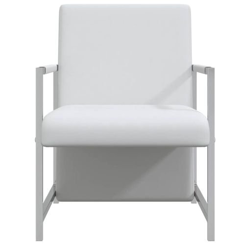 Фотьойли, 2 бр, с хромирана рамка, бели, изкуствена кожа