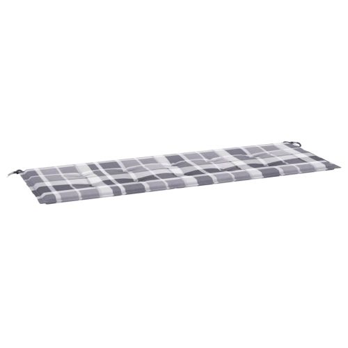 Възглавница за пейка сиво каре 150x50x4 см оксфорд плат