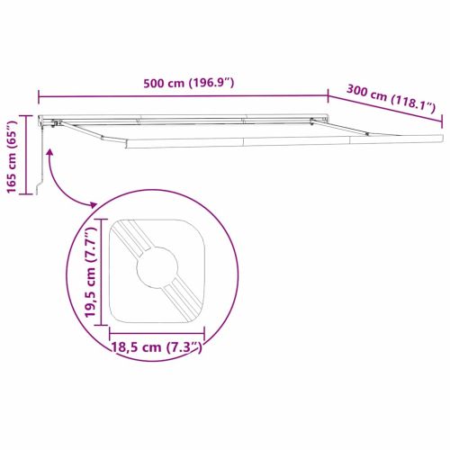 Сгъваем навес Бежово 500 × 300 cm Текстил и Метал